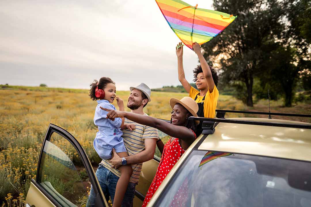 happy family with kite